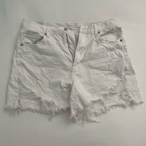 American Eagle white frayed jean shorts